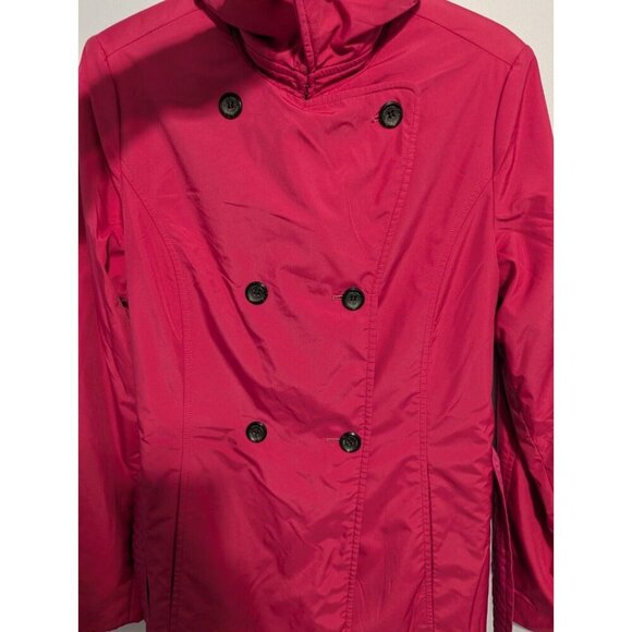 Calvin Klein Womens Magenta Pink Rain Jacket Wool Lined Peacoat Belted Size 6 - Picture 4 of 14